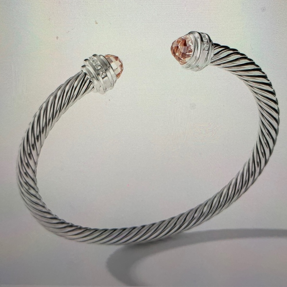 David Yurman  5mm Morganite Diamond Cable Cuff